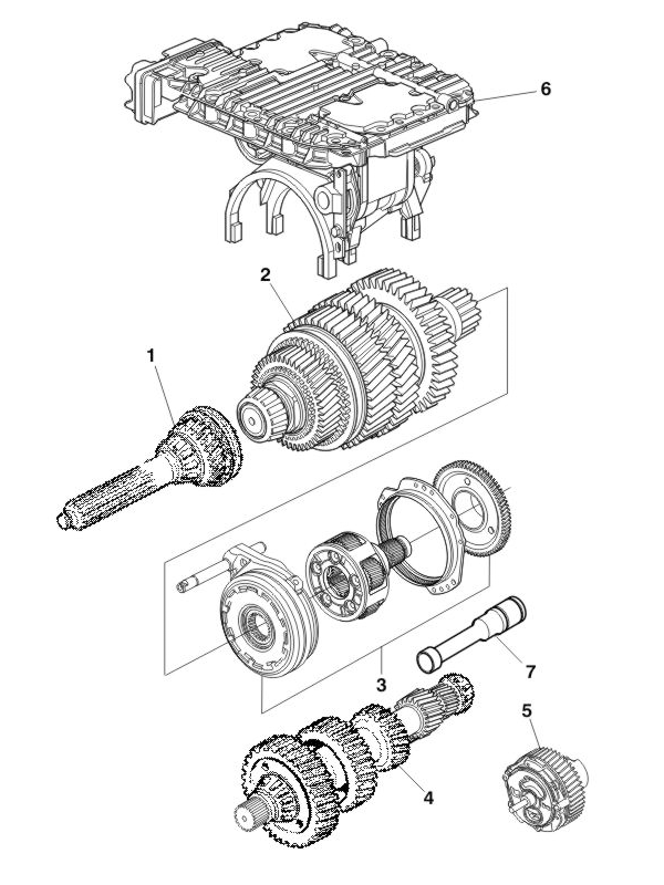 Механическая часть КПП I-Shift-v-razreze