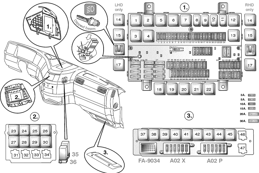 Блок предохранителей грузовиков Вольво версии 2 Predohraniteli Vol'vo, jelektricheskaja sistema versija 2